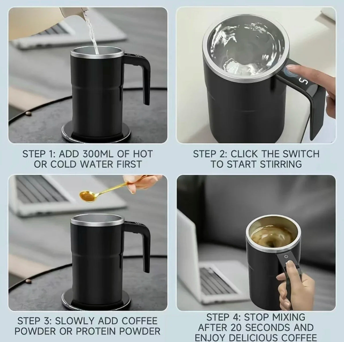Mug Électrique Auto-Mélangeur 380ml