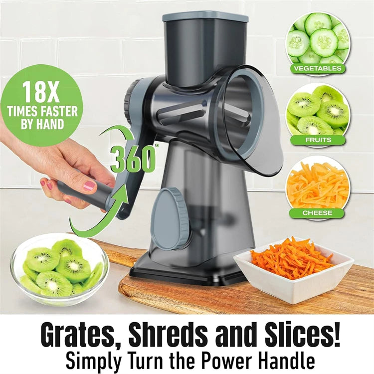 Râpe Rotative 3 en 1 Fromage et Légumes