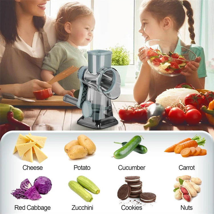 Râpe Rotative 3 en 1 Fromage et Légumes