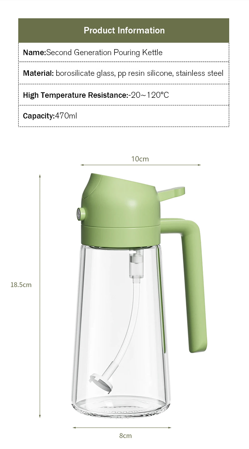 Vaporisateur d'Huile 2en1 en Verre 470ml