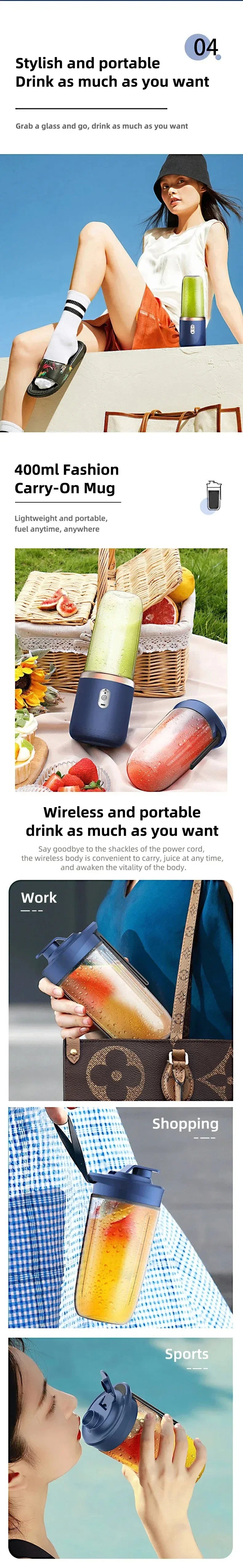 Mini Blender Portable USB Double Gobelet